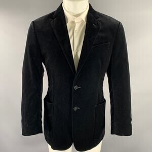 ARMANI COLLEZIONI Size 40 Black Velvet Cotton Elastane Sport Coat